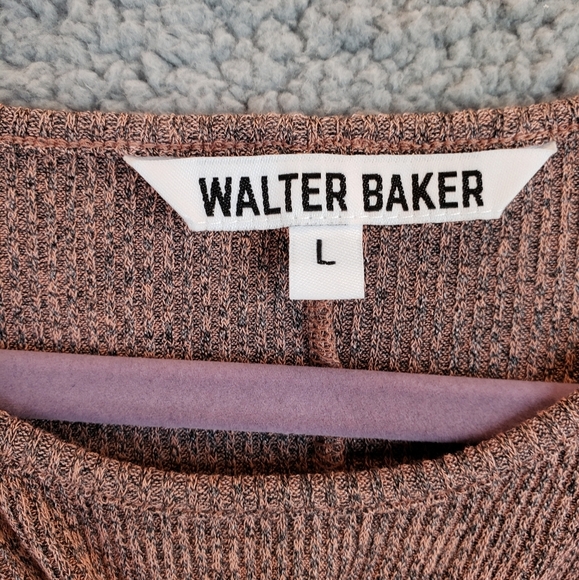 Walter Baker Tenley cut out twist front Knit Sweater Dress Blush & Grey Sz L - Picture 5 of 13